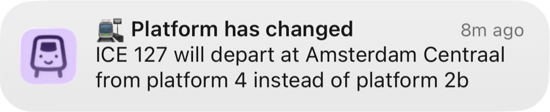 Real-time journey notification screen